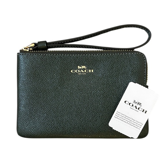 NWT Coach Corner Zip Wristlet in Dark Ivy (Green) - Picture 6 of 13